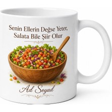Tupya Gift Kaşık Salata Yapan Annelere Ince Doğranmış Sulu Salata Kupa Bardak Hediye
