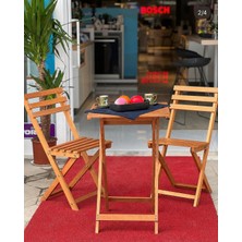 Ahşap Balkon Takımı Masa 2'li Sandalye