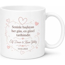 Tupya Gift Kişiye Özel Çift Isimli Tarih Yazılı Aşk Hatırası Romantik Kupa Bardak Hediye