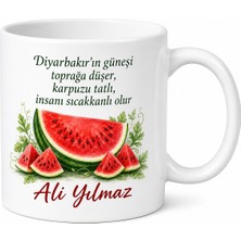 Tupya Gift Diyarbakır Karpuz Temalı Isimli Baskılı Kupa Bardak Özel Tasarım Hediye