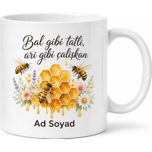Tupya Gift Arı Desenli Bal Temalı Kupa Çalışkan Tatlı Insanlara Özel Hediye Bardak