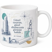 Tupya Gift Mimar Için Karışık Desenli Baskılı Kupa Bardak Ofis Hediyesi Porselen