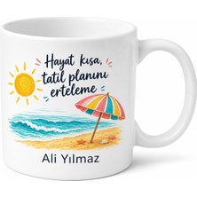 Tupya Gift Yaz Güneşi Plaj Şemsiyesi Çizimli Tatil Planı Yapanlar Kupa Bardak Hediye