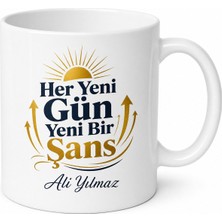 Tupya Gift Her Yeni Gün Yeni Bir Şans Hedef Odaklı Motivasyon Çay Kahve Seramik Kupa Bardak Hediye