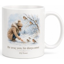 Tupya Gift Kışın Kuşlara Yem Bırakan Doğa Dostu Ince Ruhlu Özel Tasarım Seramik Kupa Bardak Hediye