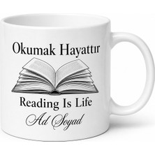 Tupya Gift Reading Is Life Yazılı Okumak Hayattır Baskılı Porselen Kupa Bardak Hediye