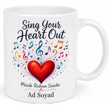 Tupya Gift Sing Your Heart Out Yazılı Vokalistlere Özel Tasarım Porselen Kupa Bardak Hediye