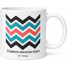 Tupya Gift Zigzag Desenli Özel Baskılı Porselen Kupa Bardak Hediye
