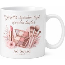 Tupya Gift Kişiye Özel Isimli Makyaj Uzmanı Tasarımlı Güzellik Temalı Kupa Bardak Hediye