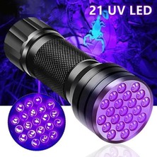 Elivora 21 LED 395NM Güneş Işığı Eltraviyole Uv El Feneri - Siyah Fener - Evcil Hayvan Otel Ev Temizlik Para Taş Mücevherat