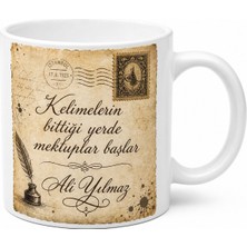 Tupya Gift Eski Dönem Mektup Temalı Vintage Isimli Seramik Kupa Bardak Hediye
