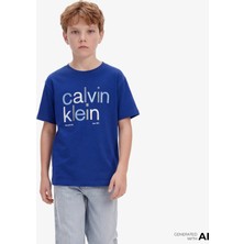 Calvin Klein Color Logo Graphic Çocuk Mavi T-Shirt