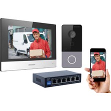 Hikvision IP Villa Tipi Görüntülü Diafon Seti Beyaz 1 Monitörlü Wi-Fi Kapı Telefonu ve Interkom Sistemi