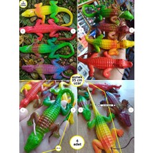 Oyuncak Sahili Timsah Sürüngen Set Şaka Korku Hayvanları Esnek 35CM Uzar Kertenkele Crocodile 4 Parça