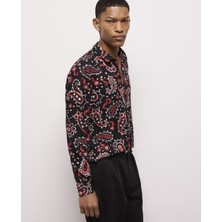 The Kooples Erkek Baskılı Siyah Gömlek
