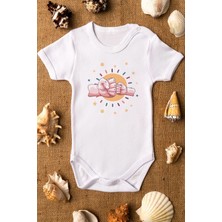 Eydu Baby Beni Yavaşça Anneme Ver Desenli Kısa Kollu Çıtçıtlı Bebek Body Badi Zıbın