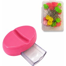 Mıknatıslı Masa ve Makina Üstü İğnedanlık ve Toplu İğne Pembe