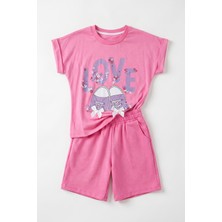 Joy Kids Kız Çocuk Love Baskılı Kurdele Detaylı Günlük Takım (5-9yaş)