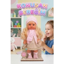 Farbu Oyuncak Lucia Girl Konuşan 35 cm - Etkileşimli Kolları Bacakları ve Kafası Et Kutulu Atkılı Oyuncak Bebek