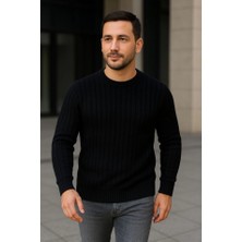 Modi Erkek Fitilli Triko Kazak 4’lü Set Beyaz Bordo Gri Siyah Regular Fit Bisiklet Yaka Kazak Triko Kombini