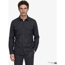 The Kooples Erkek Logo Baskılı Gri Gömlek