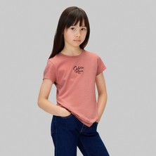 Calvin Klein Script Logo Graphic Çocuk Pembe T-Shirt