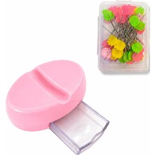Mıknatıslı Masa ve Makina Üstü İğnedanlık ve Toplu İğne Açık Pembe