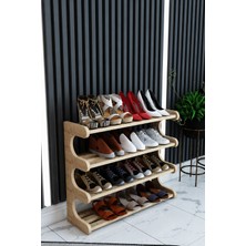 Nifi Art Safir Meşe 4 Raflı Ahşap Ayakkabılık MDF Malzemeden Çok Amaçlı Dekoratif Raf