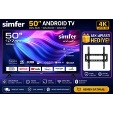 Simfer 50FSFV6B 50" 127 Ekran 4K Ultra Hd Smart Vıdaa Tv | HDR10 | Wifi | Bluetooth | Uydu Alıcılı | Duvar Askı Aparatı Hediyeli
