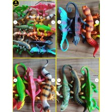 Oyuncak Sahili Hayvan Seti Sürüngen 4 Adet Iguana Kertenkele Bukalemun Iguana Kırılmaz Oyuncak Şakalama 17CM