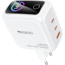 Yesido Telefon, Tablet, Dizüstü Bilgisayar Için 140W Dijital Ekranlı Dokunmatik Özellikli Pd Hızlı Şarj Aleti - YC114