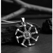 Voyage Accessory Paslanmaz Çelik Sonsuzluk Yaşam Döngüsü Güç ve Bağlılık Simgesi Rune Sembol Viking Güneş Kolye