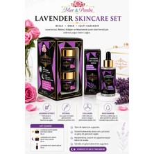 Mor & Pembe Lavender Skincare Seti, Gündüz Kremi, Gece Kremi ve Anti-Aging Serum, Retinol, Kolajen, Niasinamid Içerikli, 3'lü Bakım Seti