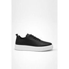 Elevli Hakiki Deri Erkek Sneaker – Siyah