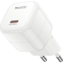 Yesido YC102 20W Pd Yanmaz Kasa Akım Korumalı Type-C Hızlı Şarj Başlığı Cihazı - Beyaz