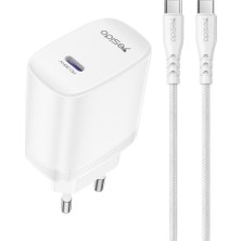 Yesido YC107 35W Type-C Çıkışlı 1m Type-C To Type-C Kablolu Pd Hızlı Şarj Cihazı - Beyaz