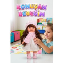 Farbu Oyuncak Lucia Girl Konuşan 35 cm - Etkileşimli Kolları Bacakları ve Kafası Et Kutulu Atkılı Oyuncak Bebek