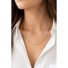 Setre Gold Balık Sırtı Detaylı Ince Çelik Kolye