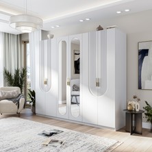 Velmo Aspen 6 Kapaklı Gardırop (Beyaz)