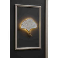 Aszen Dekor Beyaz Gold Detaylı Ginko Yaprağı Elektrikli LED Duvar Apliği – 35X32