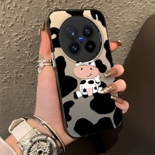 HONTINGA Vivo X200 Pro ile Uyumlu Kılıf Silikon Kenar Sert Arka Kamera Koruyucu Basitlik Anti Düşme Kamera Korumalı Inek Desen Couple Telefon Kılıfı Kadın ve Erkek Için Uygundur K1-1366