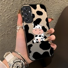 HONTINGA Samsung Galaxy A24 ile Uyumlu Kılıf Silikon Kenar Sert Arka Kamera Koruyucu Basitlik Anti Düşme Kamera Korumalı Inek Desen Couple Telefon Kılıfı Kadın ve Erkek Için Uygundur K1-1366
