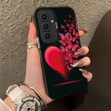 HONTINGA Samsung Galaxy S24 Plus ile Uyumlu Kılıf Silikon Kenar Sert Arka Kamera Koruyucu Basitlik Anti Düşme Kamera Korumalı Kelebek Desen Couple Telefon Kılıfı Kadın ve Erkek Için Uygundur K1-1367