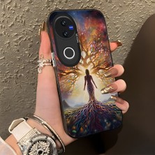 HONTINGA Vivo V50 ile Uyumlu Kılıf Silikon Kenar Sert Arka Kamera Koruyucu Basitlik Anti Düşme Kamera Korumalı Sanat Desen Couple Telefon Kılıfı Kadın ve Erkek Için Uygundur K1-1368