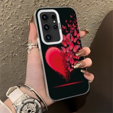 HONTINGA Samsung Galaxy S23 Ultra ile Uyumlu Kılıf Silikon Kenar Sert Arka Kamera Koruyucu Basitlik Anti Düşme Kamera Korumalı Kelebek Desen Couple Telefon Kılıfı Kadın ve Erkek Için Uygundur K1-1367