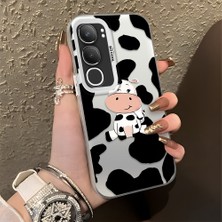 HONTINGA Vivo Y19S ile Uyumlu Kılıf Silikon Kenar Sert Arka Kamera Koruyucu Basitlik Anti Düşme Kamera Korumalı Inek Desen Couple Telefon Kılıfı Kadın ve Erkek Için Uygundur K1-1366