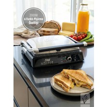 Fms Granit Kollu Tost Makinesi Inoks | 2000W | Ayarlı Termostat | Izgara & Tost