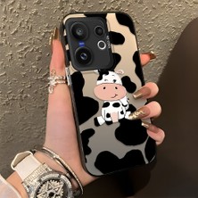 HONTINGA Vivo X200 Fe ile Uyumlu Kılıf Silikon Kenar Sert Arka Kamera Koruyucu Basitlik Anti Düşme Kamera Korumalı Inek Desen Couple Telefon Kılıfı Kadın ve Erkek Için Uygundur K1-1366