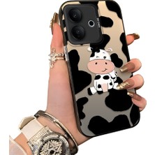 HONTINGA Vivo V60 Lite 5g ile Uyumlu Kılıf Silikon Kenar Sert Arka Kamera Koruyucu Basitlik Anti Düşme Kamera Korumalı Inek Desen Couple Telefon Kılıfı Kadın ve Erkek Için Uygundur K1-1366