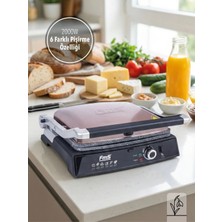 Fms Granit Kollu Tost Makinesi Rose | 2000W | Ayarlı Termostat | Izgara & Tost